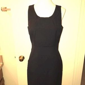 J Crew Navy Pin Striped Sleeveless Wool Dress